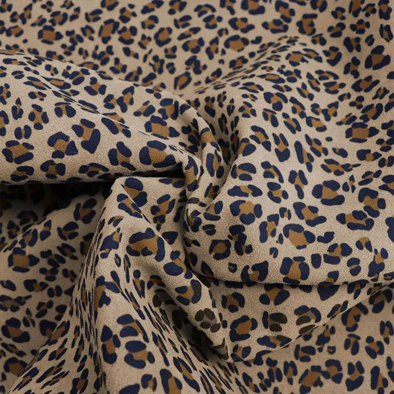 Leopard Printed Double Side Suede Microfiber Leather